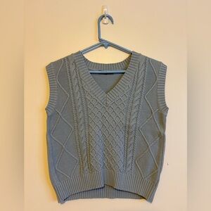 moon & madison Blue/Gray V-Neck Cable Knit Sweater Vest